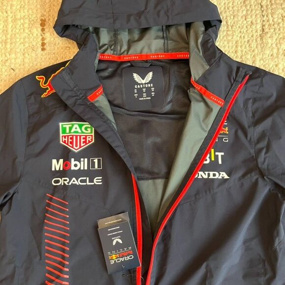 RARE NEW Red Bull Racing F1 Castore F1 Navy Redbull Rain Jacket Parka Coat XS S - Picture 4 of 7